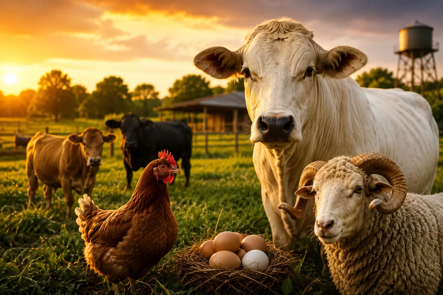 Cows and lambs
